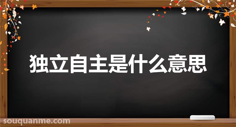 独立自主是什么意思 独立自主的拼音 独立自主的成语解释